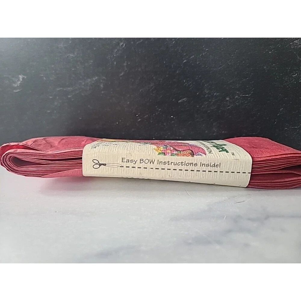 Plaid Shaper Paper Red Wire-Edged Paper Ribbon, Vintage READ